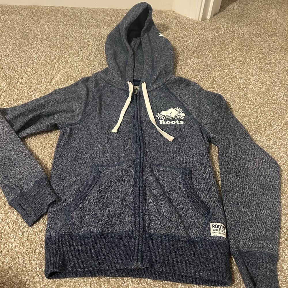 Roots Heathered Blue Hoodie with Drawstring